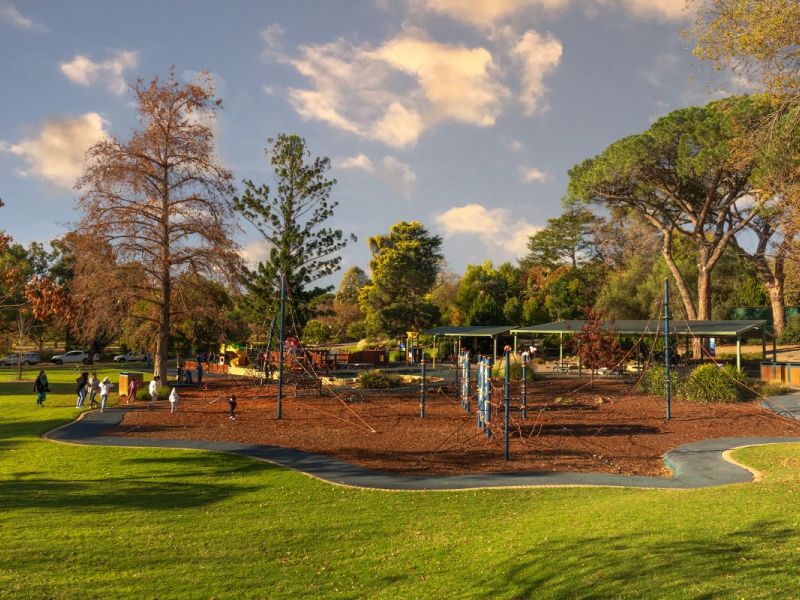 Young people at playground at Wagga Wagga Botanic Gardens.